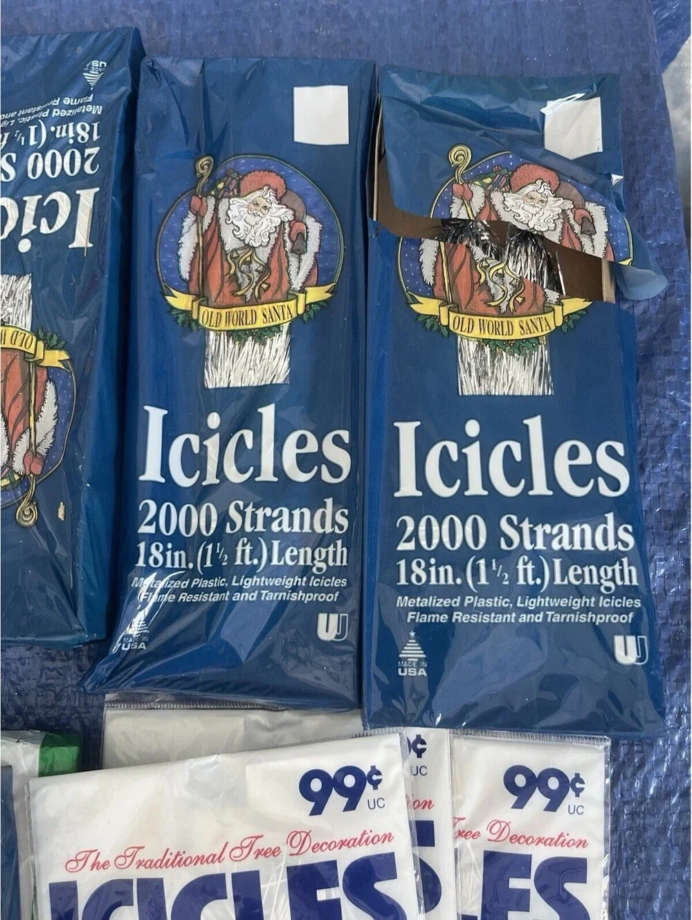 Vtg Old World Santa Icicles Tinsel 1000 2000 Strands Holiday Xmas Tree Lot Bulk